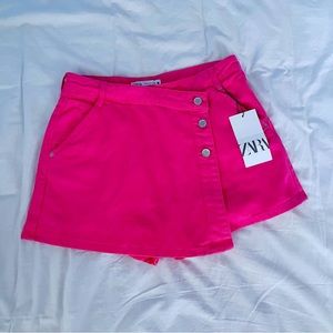 Zara Pink Denim Skort NWT